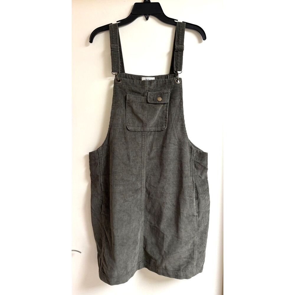 Corduroy Overall Green Dress XL Cotton Pinafore Jumper Olive Skirt Pockets Jolt